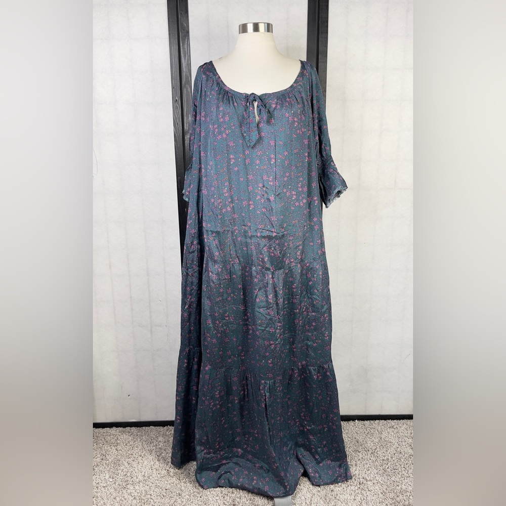 NATURAL LIFE Blue Maxi Sundress Sleeveless Scoop Neck